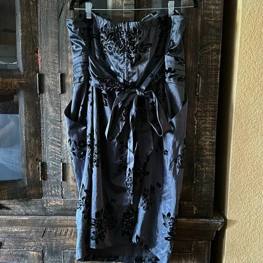 Snap Gray w/ black velvety & silver sparkle Strapless dress 22W EUC w/
Pockets! - Picture 3 of 5